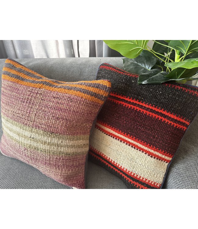 vintage 2x unike vintage kelim kussens met vulling 40x40 cm