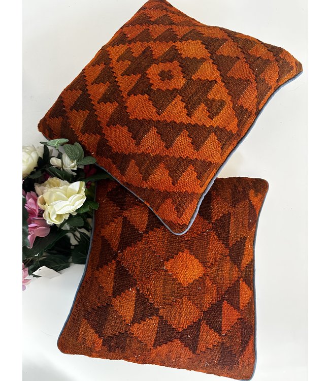 vintage 2x kilim cushion cover ca 40x40 cm with filling
