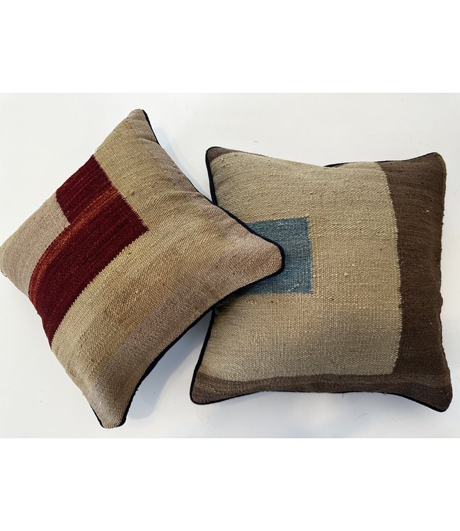 vintage 2x unike vintage kelim kussens met vulling 40x40 cm