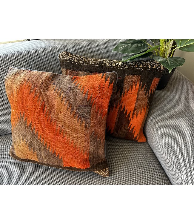 vintage 2x unike vintage kelim kussens met vulling 40x40 cm