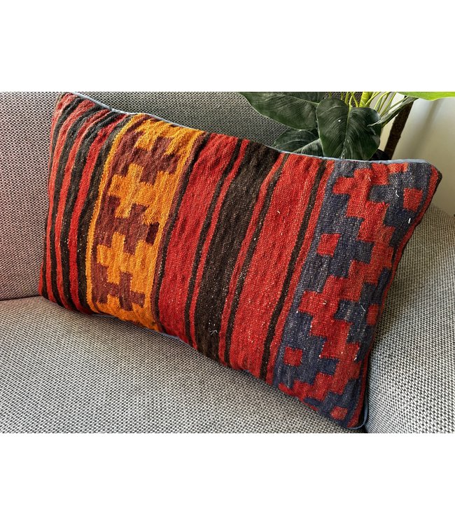 vintage 1 x kilim cushion cover ca 60x40 cm with filling