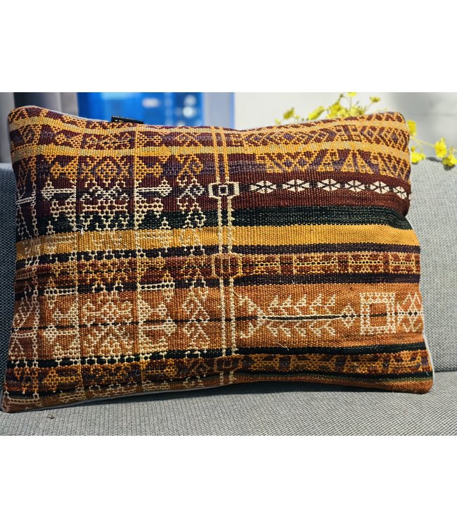 vintage 1x kilim cushion cover ca 60x40 cm with filling