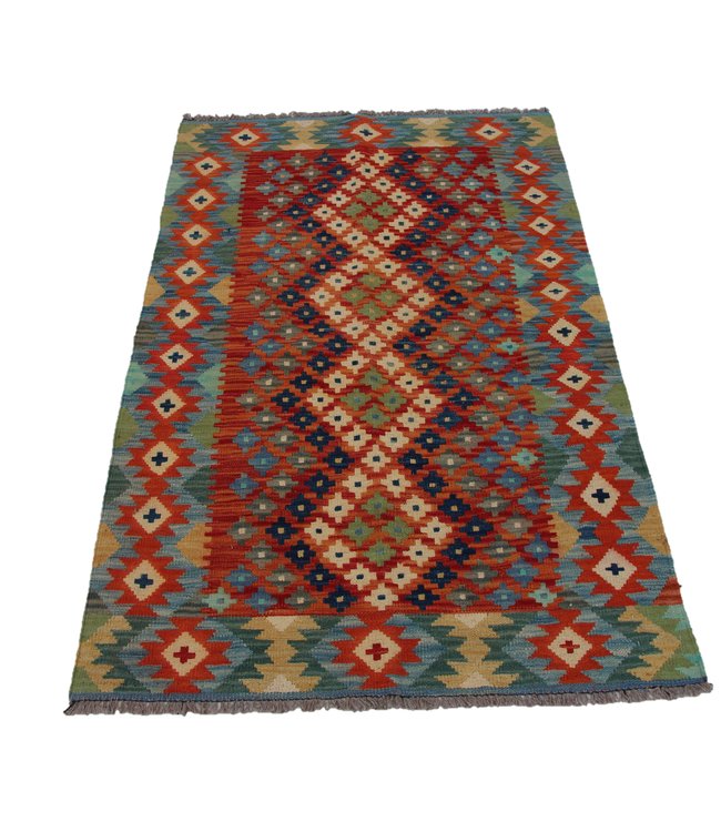 Hand Woven Afghan Wool Kilim Area Rug 157x106cm
