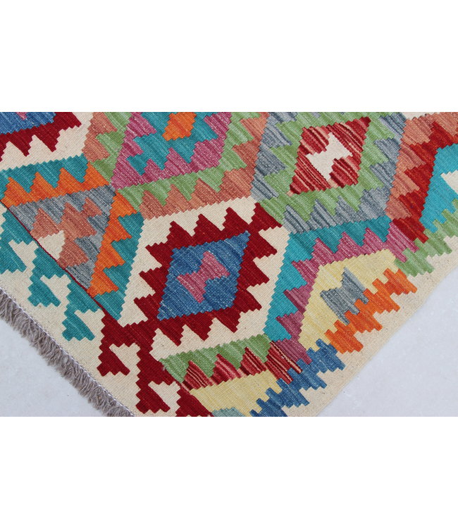 Hand Woven Afghan Wool Kilim Area Rug 145x98cm