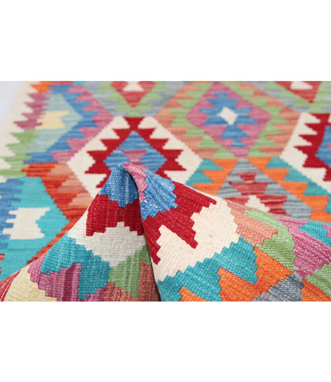 Hand Woven Afghan Wool Kilim Area Rug 145x98cm