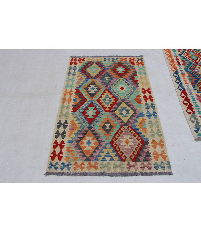 Hand Woven Afghan Wool Kilim Area Rug 148x97cm