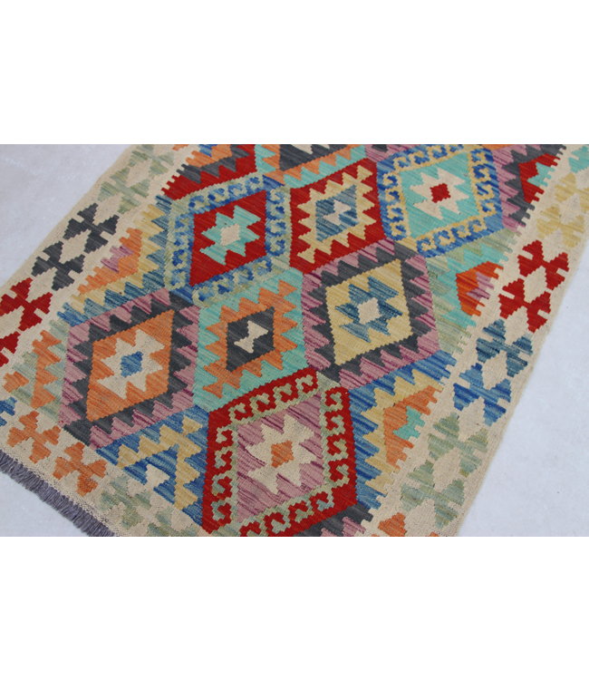 Hand Woven Afghan Wool Kilim Area Rug 148x97cm