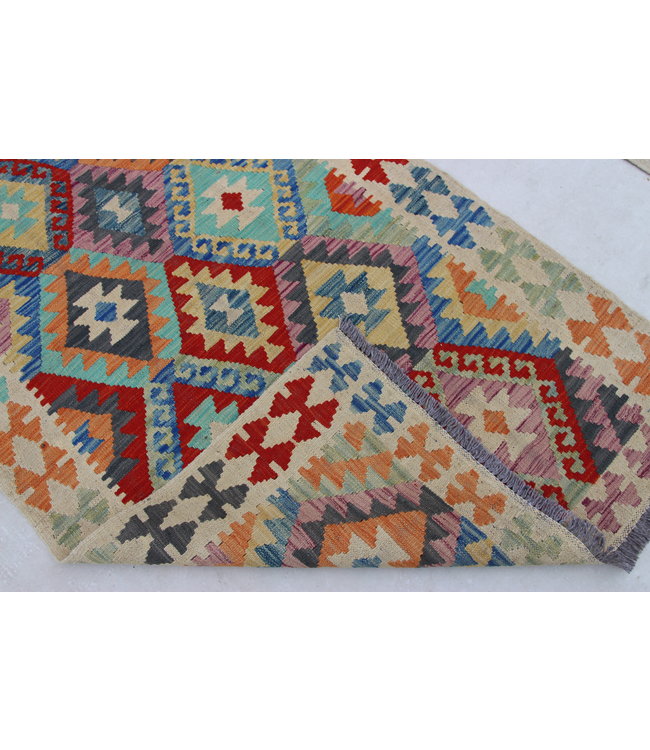 Handgemaakt Oosters Kelim Wol Vloerkleed 148x97cm