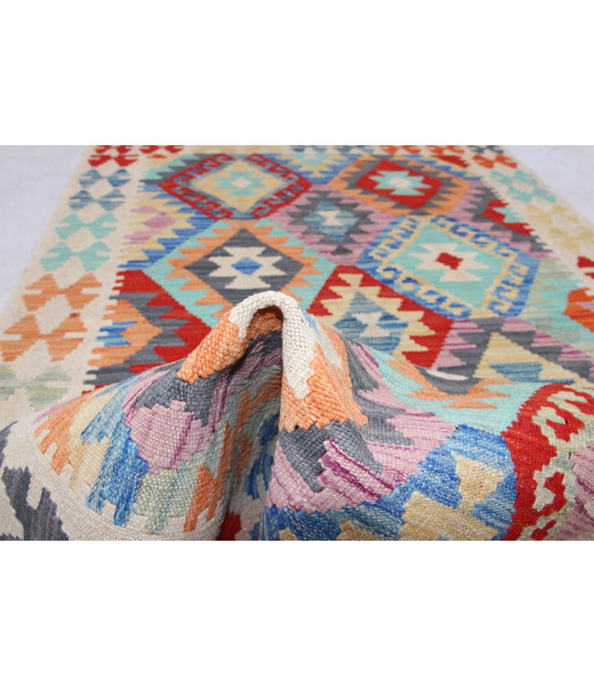 Hand Woven Afghan Wool Kilim Area Rug 148x97cm