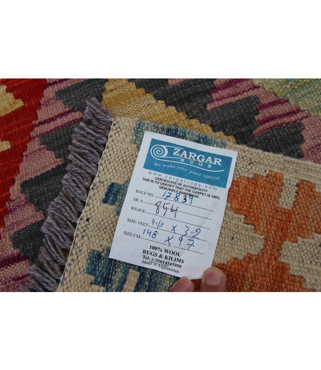Hand Woven Afghan Wool Kilim Area Rug 148x97cm