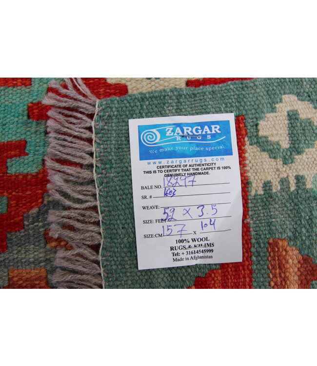 Hand Woven Afghan Wool Kilim Area Rug 157x104cm