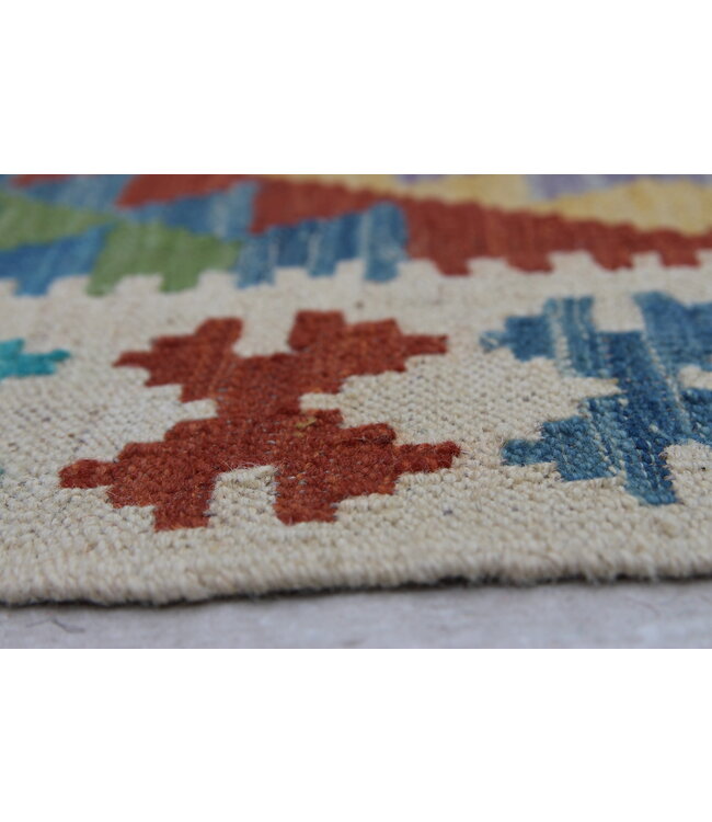 Hand Woven Afghan Wool Kilim Area Rug 137x93cm