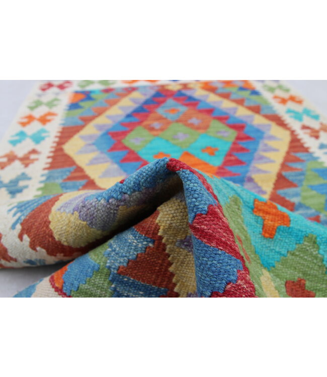 Handgewebte Orientalisch Wolle Kelim Teppich 137x93cm