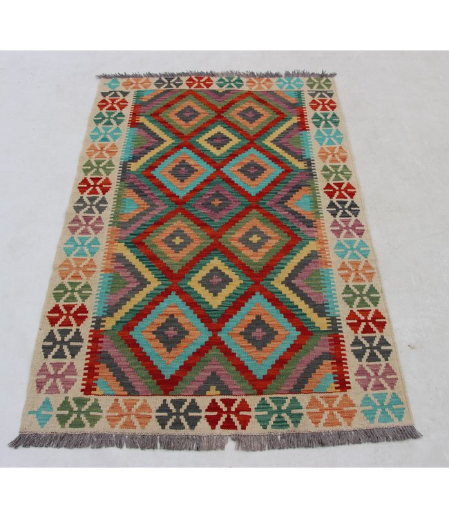 Hand Woven Afghan Wool Kilim Area Rug 153x103cm