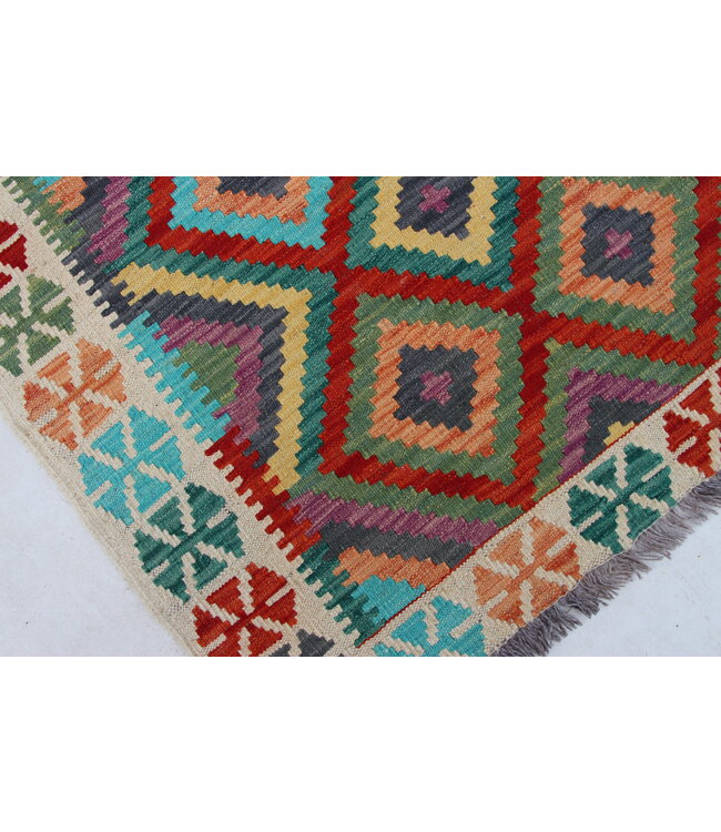 Hand Woven Afghan Wool Kilim Area Rug 153x103cm