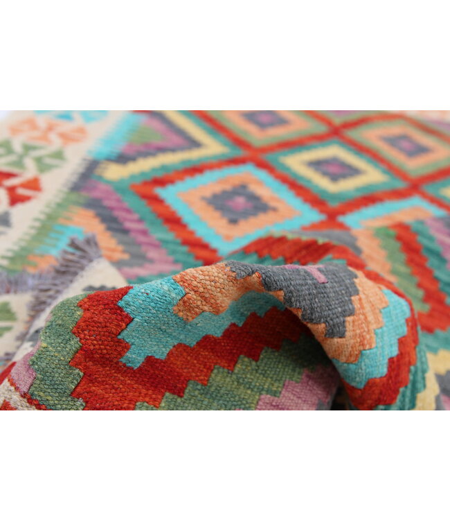 Hand Woven Afghan Wool Kilim Area Rug 153x103cm