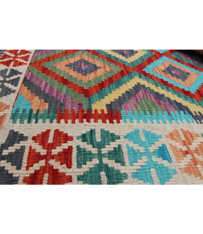 Hand Woven Afghan Wool Kilim Area Rug 153x103cm