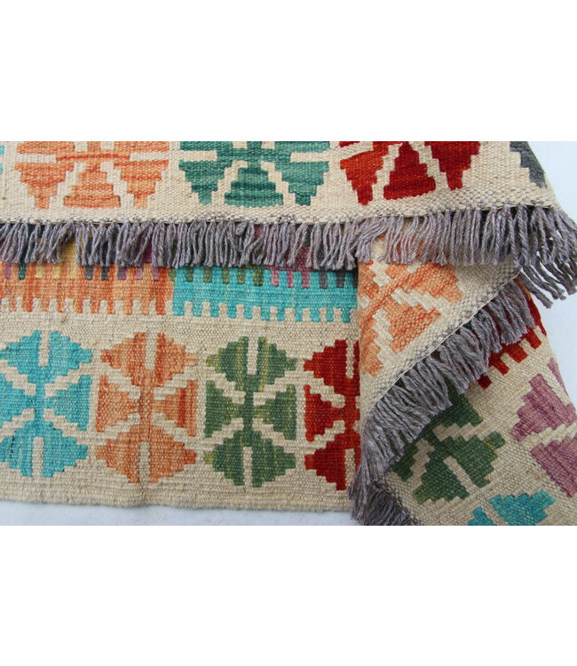 Hand Woven Afghan Wool Kilim Area Rug 153x103cm