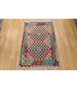 Hand Woven Afghan Wool Kilim Area Rug 117x75cm