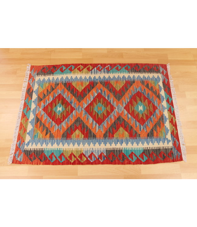 Hand Woven Afghan Wool Kilim Area Rug 119x84cm