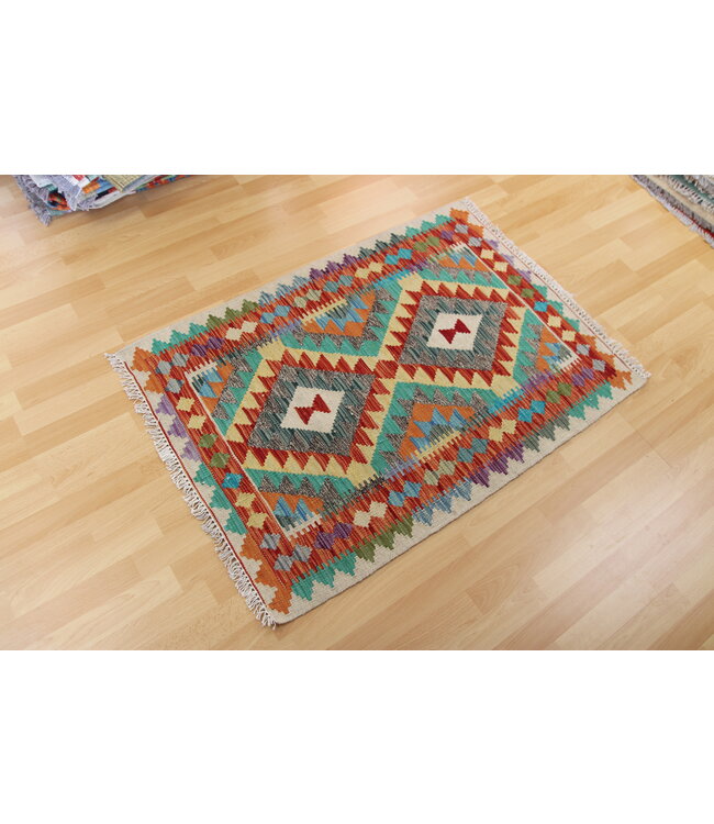 Hand Woven Afghan Wool Kilim Area Rug 115x81cm