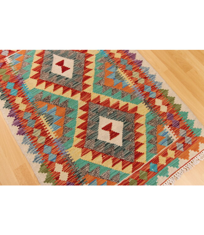 Hand Woven Afghan Wool Kilim Area Rug 115x81cm