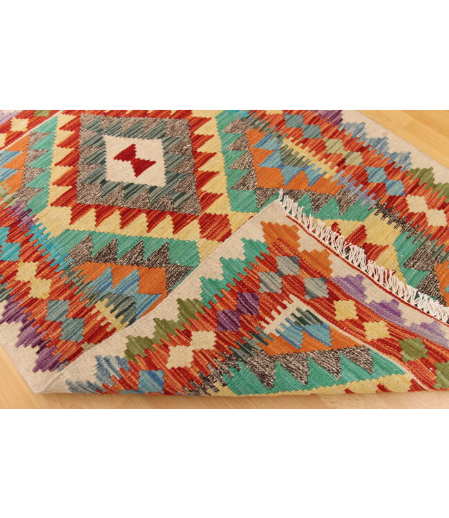 Handgemaakt Oosters Kelim Wol Vloerkleed 115x81cm