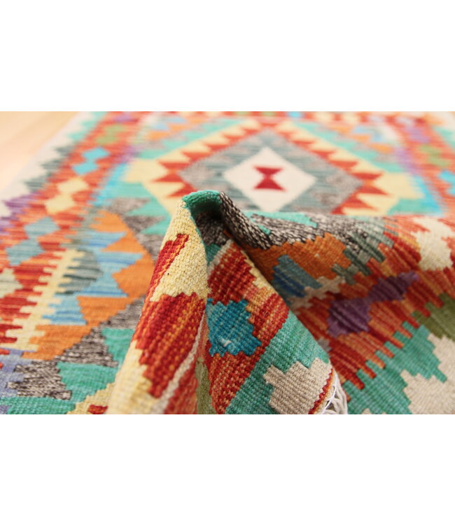 Hand Woven Afghan Wool Kilim Area Rug 115x81cm