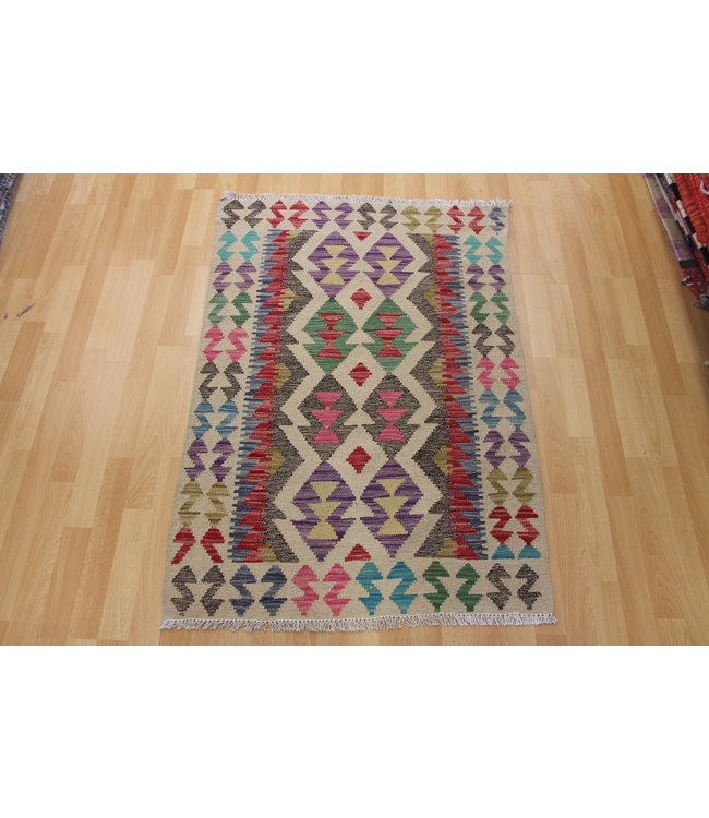 Hand Woven Afghan Wool Kilim Area Rug 118x83cm