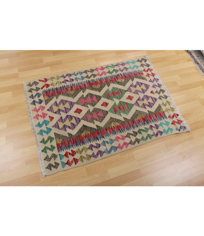 Hand Woven Afghan Wool Kilim Area Rug 118x83cm