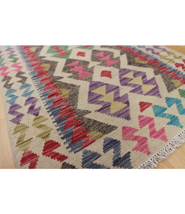 Hand Woven Afghan Wool Kilim Area Rug 118x83cm