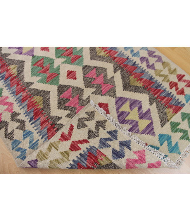 Hand Woven Afghan Wool Kilim Area Rug 118x83cm