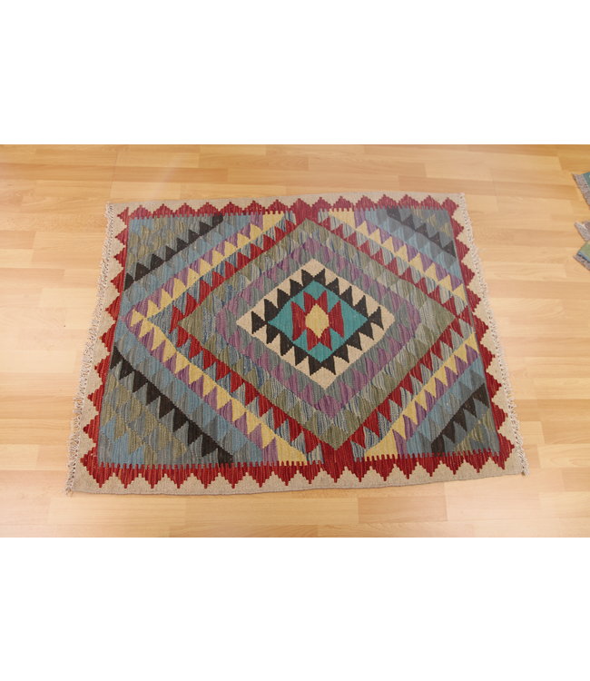 Hand Woven Afghan Wool Kilim Area Rug 113x92cm