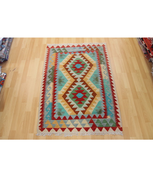 Hand Woven Afghan Wool Kilim Area Rug 125x85cm