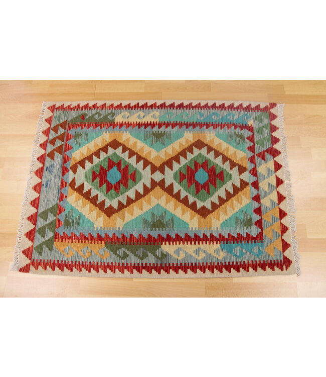 Handgemaakt Oosters Kelim Wol Vloerkleed 125x85cm