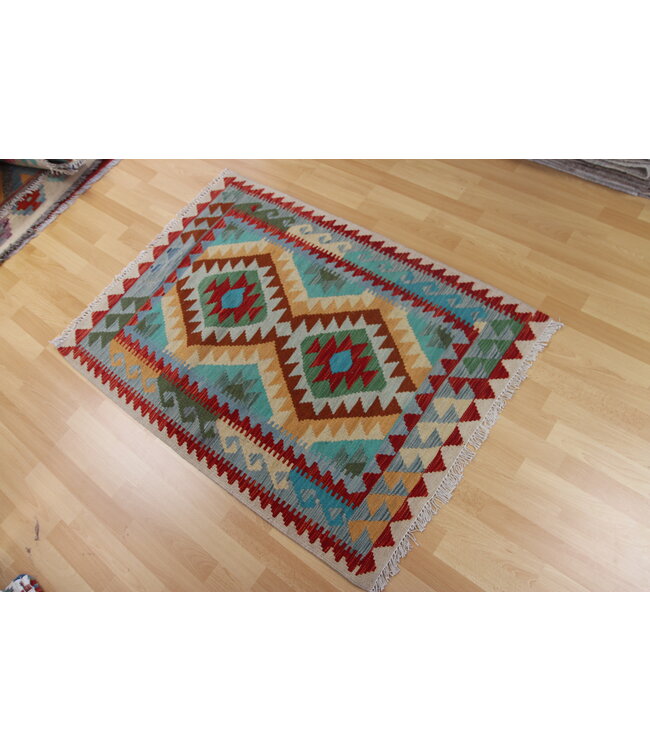 Handgewebte Orientalisch Wolle Kelim Teppich 125x85cm