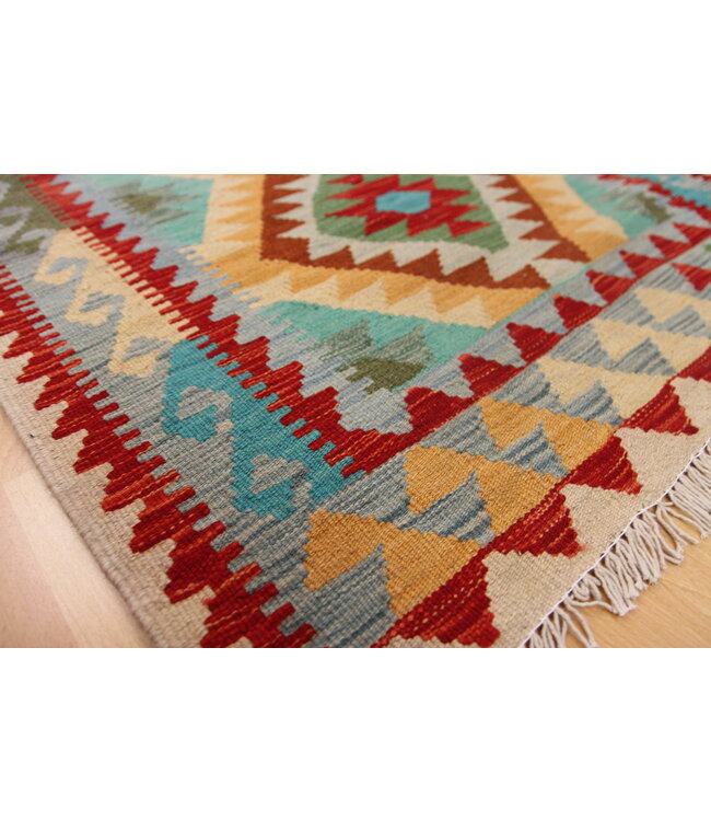 Handgemaakt Oosters Kelim Wol Vloerkleed 125x85cm