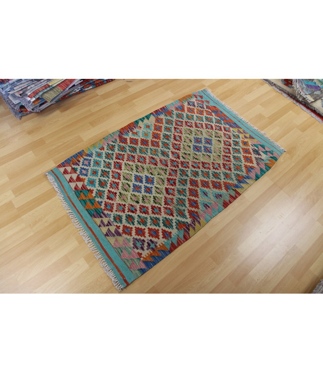 Handgewebte Orientalisch Wolle Kelim Teppich 130x82cm