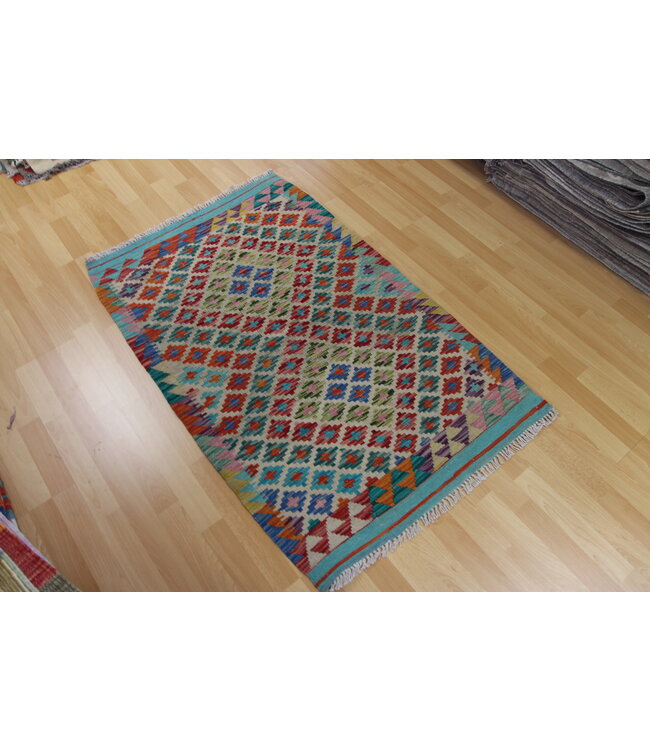 Hand Woven Afghan Wool Kilim Area Rug 130x82cm