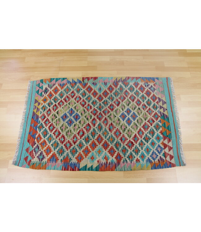 Handgemaakt Oosters Kelim Wol Vloerkleed 130x82cm