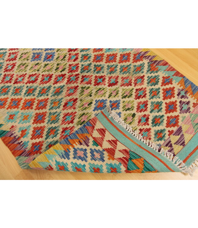 Handgemaakt Oosters Kelim Wol Vloerkleed 130x82cm