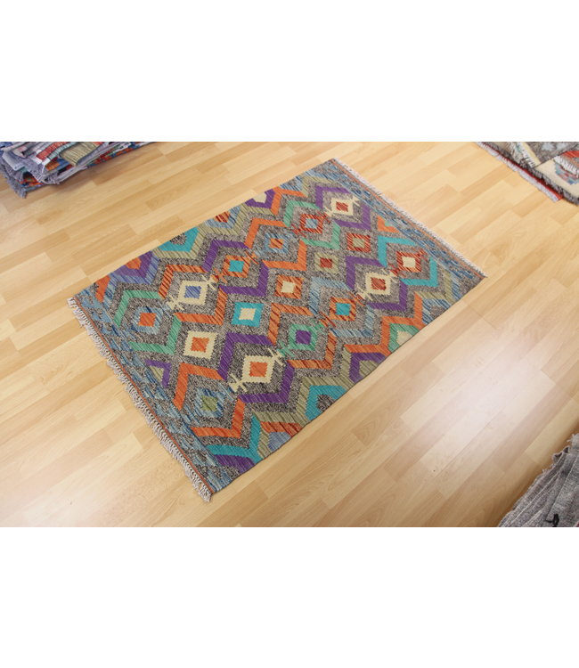 Hand Woven Afghan Wool Kilim Area Rug 119x81cm
