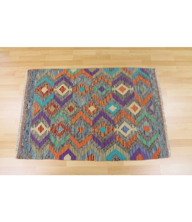 Hand Woven Afghan Wool Kilim Area Rug 119x81cm