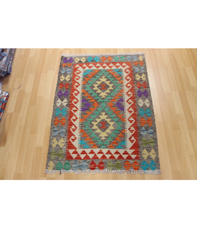 Hand Woven Afghan Wool Kilim Area Rug 118x82cm