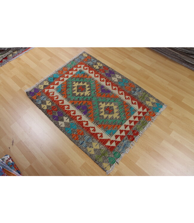 Hand Woven Afghan Wool Kilim Area Rug 118x82cm