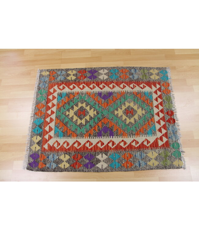 Hand Woven Afghan Wool Kilim Area Rug 118x82cm