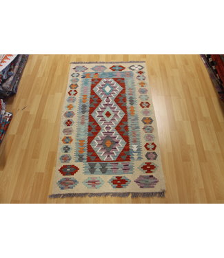 Hand Woven Afghan Wool Kilim Area Rug 131x80cm