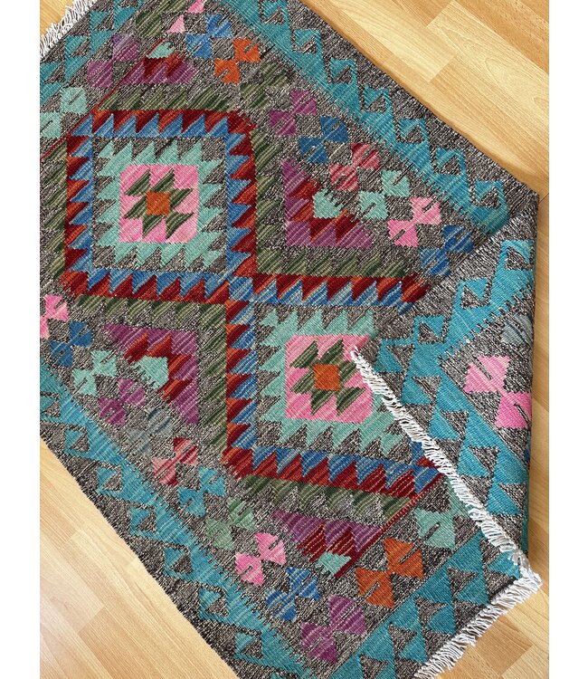 Handgemaakt Oosters Kelim Wol Vloerkleed 116x84cm