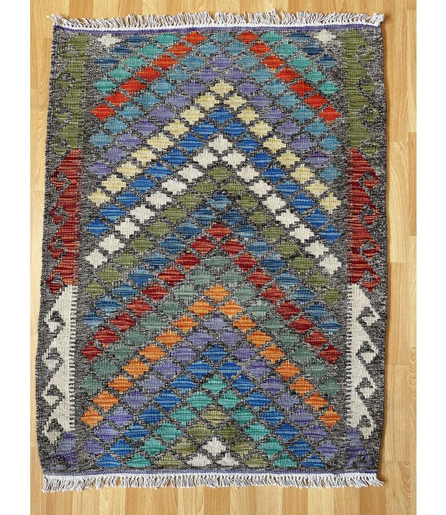 Hand Woven Afghan Wool Kilim Area Rug 115x88cm