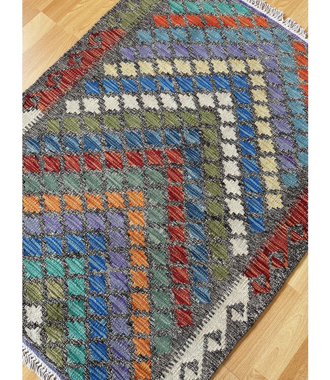 Handgemaakt Oosters Kelim Wol Vloerkleed 115x88cm